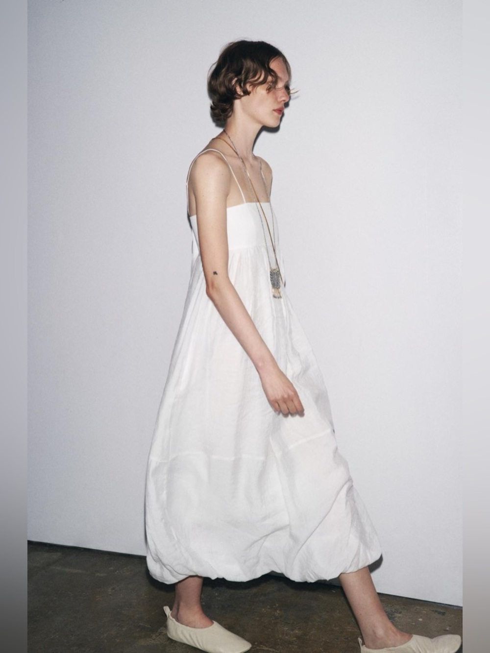 ZARA Long strappy dress with voluminous hem.  M NWT - Picture 4 of 14